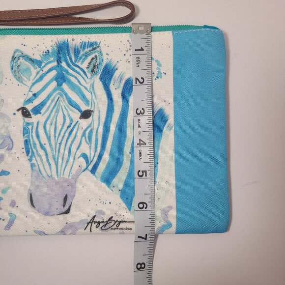 Zebra Canvas Wristlet Zipper Pouch – Original Art by Angie Bryan - Picture 5 of 8